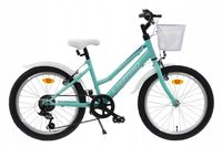 Rower Dziecięcy MTB 20'' LAZARO ZOE 6 BIEGÓW SHIMANO MIĘTA KOSZYK