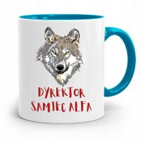 Dla Dyrektora Kubek Błękitny Dyrektor Samiec Alfa Z Nadrukiem Ze Zdjęciem