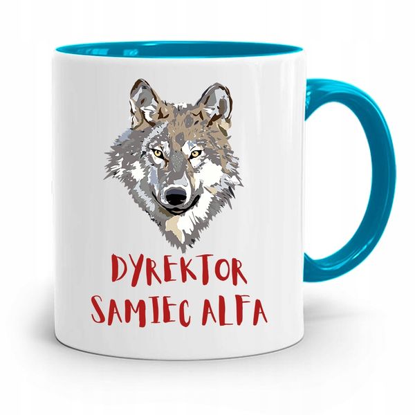 Dla Dyrektora Kubek Błękitny Dyrektor Samiec Alfa Z Nadrukiem Ze Zdjęciem zdjęcie 1