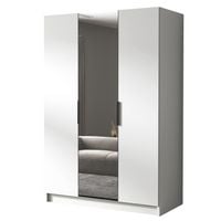 Szafa CALPE II 150 cm z lustrem-pojemna garderoba-BIAŁY+CZARNY