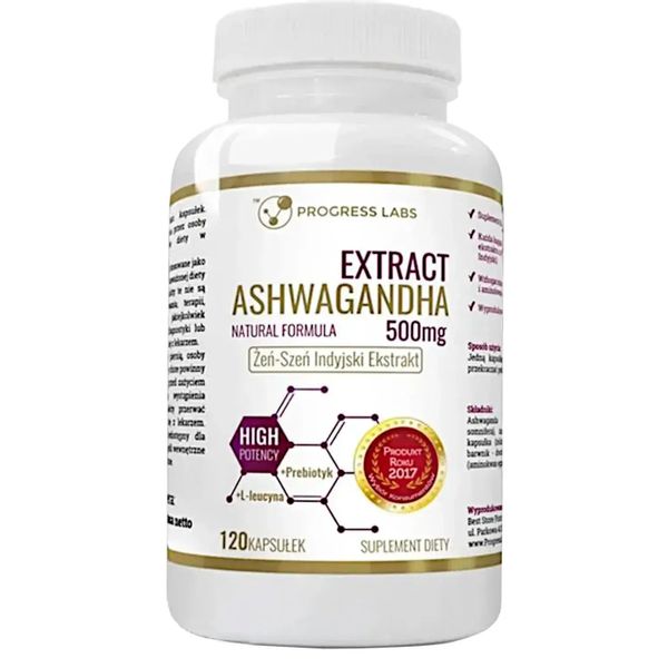 Ashwagandha Extract 500mg 120kap - Progress Labs zdjęcie 1