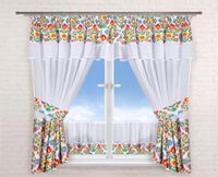 Firana kuchenna wzór łowicki + zazdrostki