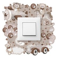 Naklejka Pod Włącznik Dla Dzieci Misie Chmurki Balony Gwiazdki 20cm x 20cm