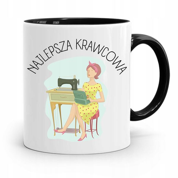Kubek Czarny Krawcowej Krawca Najlepsza Krawcowa Z Nadrukiem Ze Zdjęciem zdjęcie 1