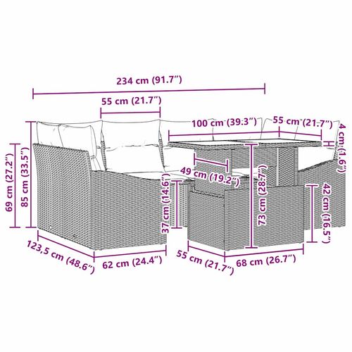 Zestaw Sof na Ogród z poduszką 7 pcs Czarny 100 x 55 x 73 cm na Arena.pl