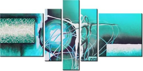 80CM 160CM OBRAZ 5 ELEM TAŃCZĄCE POSTACIE NIEBIESKIM DRUK ŚCIENNY na Arena.pl