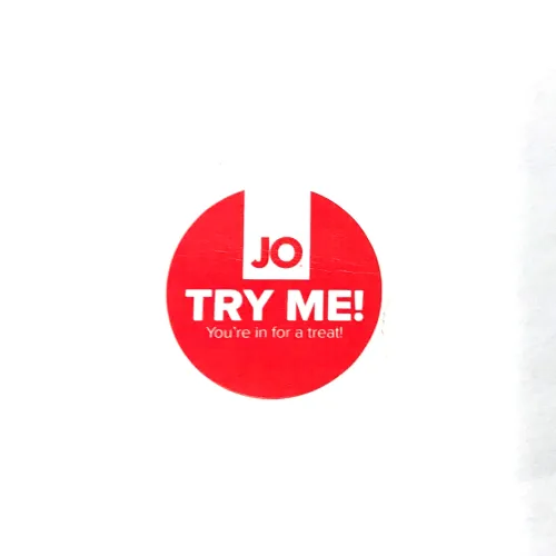 system jo try me stickers - naklejka prezentacyjna do testow produktow na Arena.pl