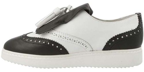 Geox Półbuty damskie - D Thymar A wsuwane - rozmiar 38 - biało-czarne skóra na Arena.pl