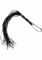 long studded flogger whip - długi bat z ćwiekami, czarny, pu leather