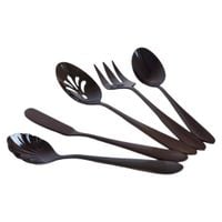 Zestaw sztućce czarne eleganckie zastawa stołowa