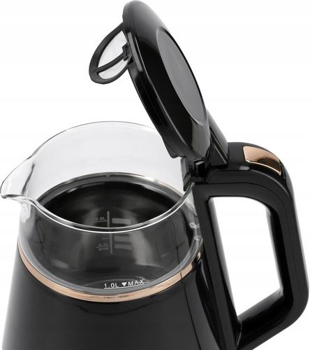 CZAJNIK ELEKTRYCZNY LUND 1100W 1L CZARNY Z REGULACJĄ TEMPERATURY 40-100°C na Arena.pl