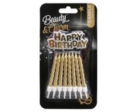 B&C Złote Świeczki Urodzinowe 16szt - Elegancki Blask na Twoje Święto