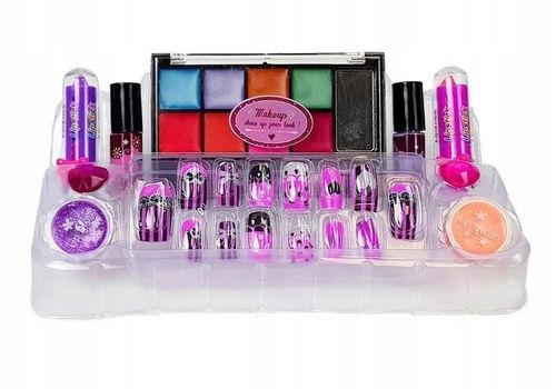 KUFEREK KOSMETYKÓW Zestaw do MAKIJAŻU I PAZNOKCI DLA DZIECI DOMOWE SPA na Arena.pl