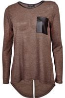 Brązowa Bluzka, Kieszeń - 40 / L
