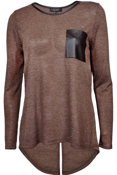 Brązowa Bluzka, Kieszeń - 42 / XL zdjęcie 1