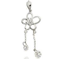 SREBRNY WISIOREK KWIATEK Z CYRKONIAMI I MOTYLKIEM SREBRO PRÓBY 925