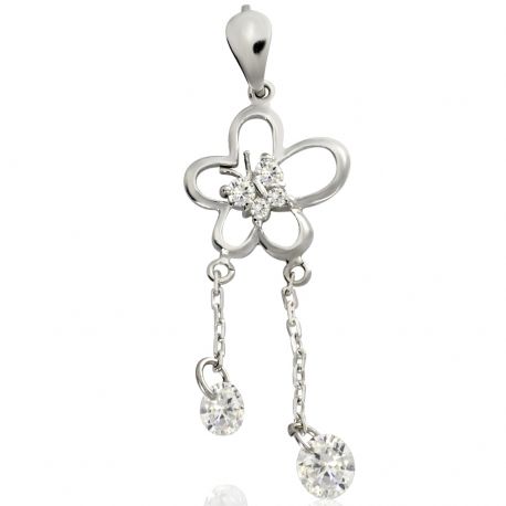 SREBRNY WISIOREK KWIATEK Z CYRKONIAMI I MOTYLKIEM SREBRO PRÓBY 925 na Arena.pl
