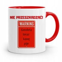 Kubek Czerwony Dla Geodety Nie Przeszkadzać! Z Nadrukiem Ze Zdjęciem