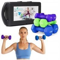 HANTLE ŻELIWNE HANTELKI NEOPRENOWE DO ĆWICZEŃ CIĘŻARKI ZESTAW WALIZKA