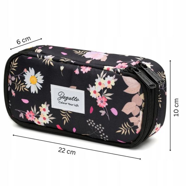 Piórnik dwukomorowy w kwiaty saszetka do szkoły dwie komory pojemny ZAGATTO zdjęcie 6