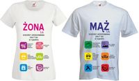 Koszulki dla PAR z nadrukiem MĄŻ ŻONA SA imiona