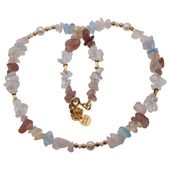 Naszyjnik - Mix kamieni sieczka, kulki i srebro złocone
