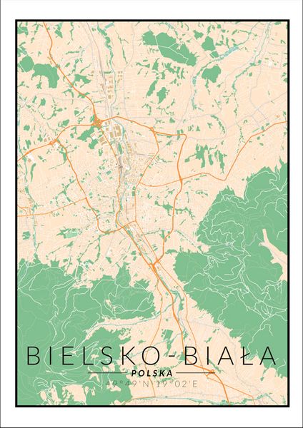 Bielsko Biała mapa kolorowa - plakat 40x50 cm zdjęcie 1