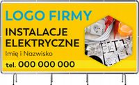 BANER REKLAMOWY 130x80cm INSTALACJE ELEKTRYCZNE projekt w cenie RÓŻNE WZORY