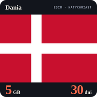 Karta eSIM Internet Dania 5 GB na 30 dni - bez rejestracji