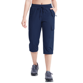 Spodnie trekkingowe damskie 3/4 cargo wodoodporne granatowe XXL sportowe