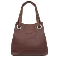 VERA PELLE torebka skórzana shopper z parcianymi rączkami V528 brązowa
