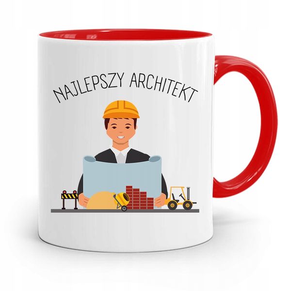 Kubek Czerwony Architekta Najlepszy Architekt Z Nadrukiem Ze Zdjęciem zdjęcie 1
