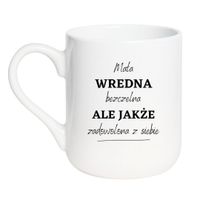 KUBEK "MAŁA WREDNA BEZCZELNA, ALE JAKŻE ZADOWOLONA Z SIEBIE" Wzór - Elegant Biały 330 ml