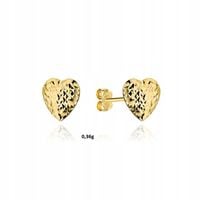 Złote Kolczyki Dziewczęce Serca Serduszka Diamentowe 585 PREZENT Małe 14kt