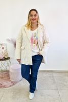 Beżowa Pikowana Kurtka Damska z Kołnierzem UNI