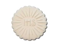 Ozdoba cukrowa na tort Komunia Chrzest IHS promienie Biała