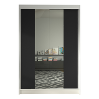 SZAFA PRZESUWNA Lino II z lustrem 120cm garderoba - BIAŁY/CZARNY