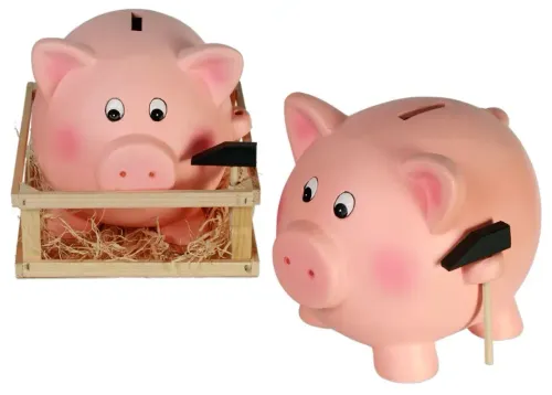 Skarbonka Świnka Gigant XXL z Młotkiem w Eleganckiej Drewnianej Skrzynce na Arena.pl