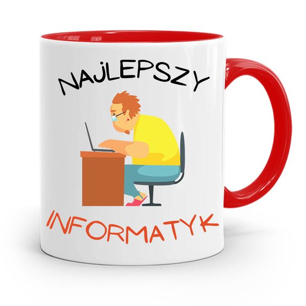 Kubek Czerwony Informatyka Programisty Prezent Z Nadrukiem Ze Zdjęciem zdjęcie 1