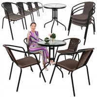 ZESTAW MEBLI OGRODOWYCH TARAS NA BALKON 4x KRZESŁA LORETTO + STÓŁ FI60 BRĄZ