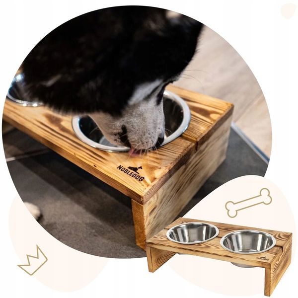 MISKI NA STOJAKU dla psa DUŻEGO STOJAK DREWNIANY bufet 2x 1,8 L + treserki zdjęcie 7