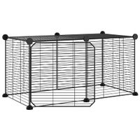Klatka dla zwierząt z bramką, 8 paneli, czarna, 35x35 cm, stal