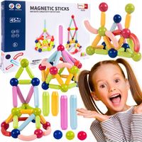 KLOCKI MAGNETYCZNE KONSTRUKCYJNE EDUKACYJNE 45 EL DLA DZIECI MAGNETIC STICK
