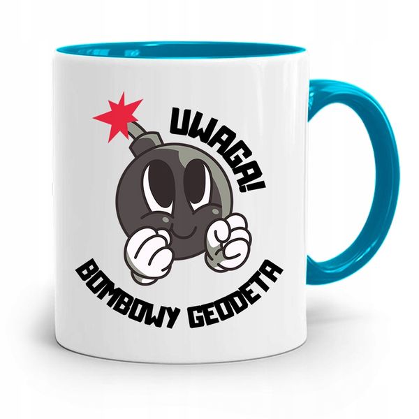 Kubek Błękitny Dla Geodety Bombowy Geodeta Z Nadrukiem Ze Zdjęciem zdjęcie 1