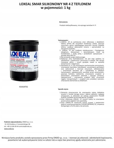 SMAR SILIKONOWY Z DODATKIEM TEFLONU LOXEAL 4 1 kg na Arena.pl
