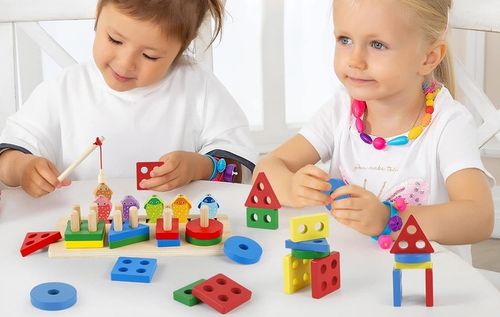 V4 ŁOWIENIE RYBEK SORTER DREWNIANY UKŁADANKA FIGURY 4 WIEŻE WĘDKA RYBKI 2w1 na Arena.pl