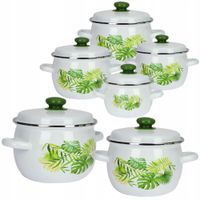 ZESTAW GARNKÓW 1,5/2,5/3,5/5L TRADYCYJNE EMALIOWANE MONSTERA GAZ INDUKCJA