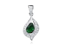 RODOWANY SREBRNY WISIOREK ŁEZKA SZMARAGD CYRKONIE