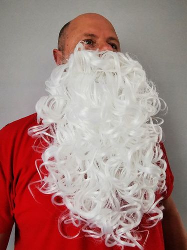 TEATRALNA broda Mikołaja WŁOS syntet. GĘSTA 50cm MOŻNA PRAĆ MLECZNA BIEL na Arena.pl