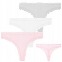 Stringi Majtki Damskie Seksowne z Lekką Koronką Mix Kolorki 3-szt MORAJ M